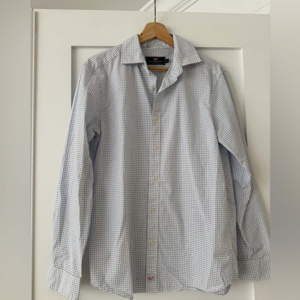Vineyard Vines Blue & White Checkered Button Down Shirt, Size:  Small NWOT